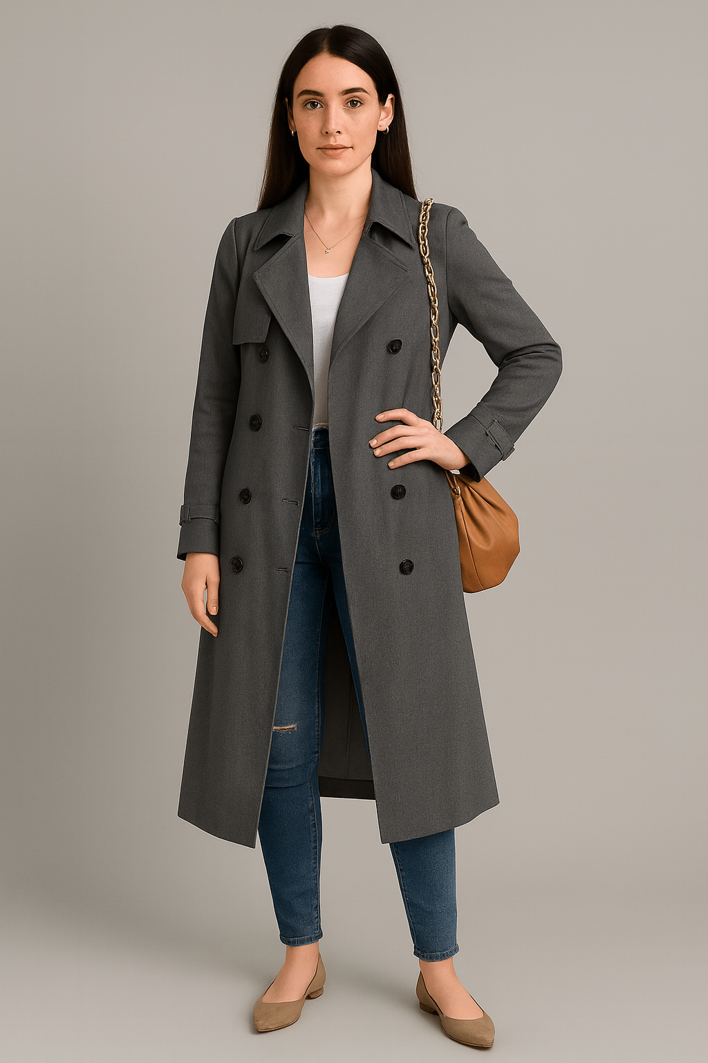 Marveille | Isha – Manteau trench féminin décontracté à double boutonnage avec ceinture à la taille