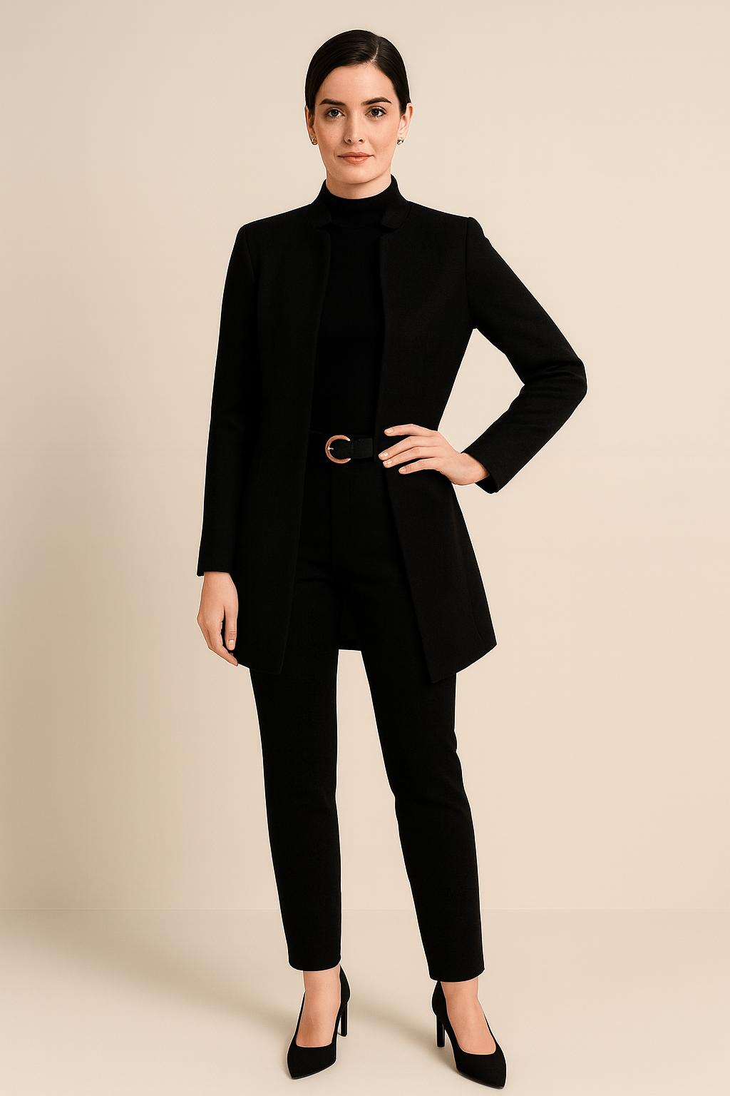 Marveille | Elodie – Manteau Femme Long Cheville avec Col Cranté