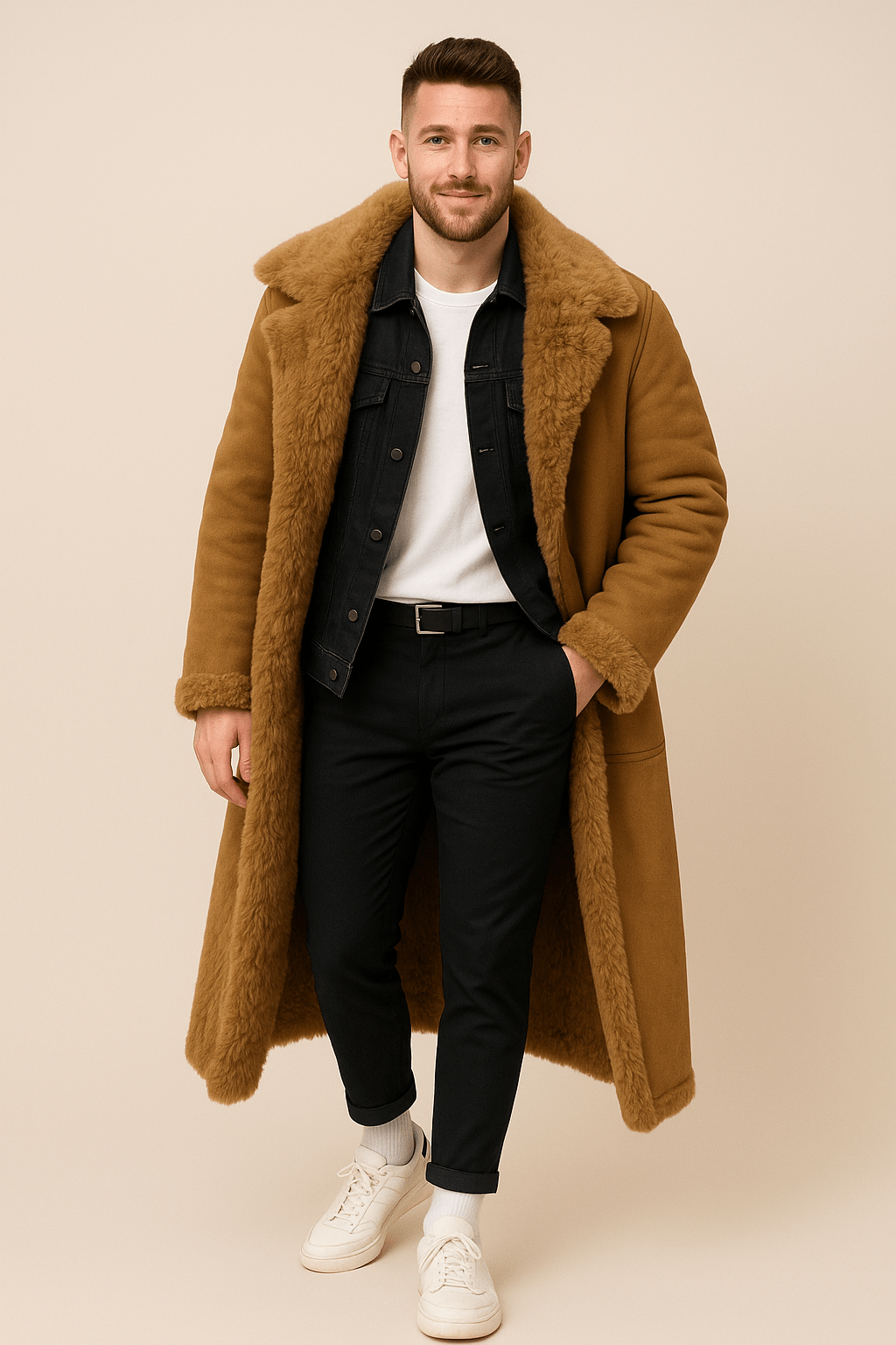 Marveille | Alistair – Manteau Trench Oversized Isolé en Laine de Mouton pour Hommes