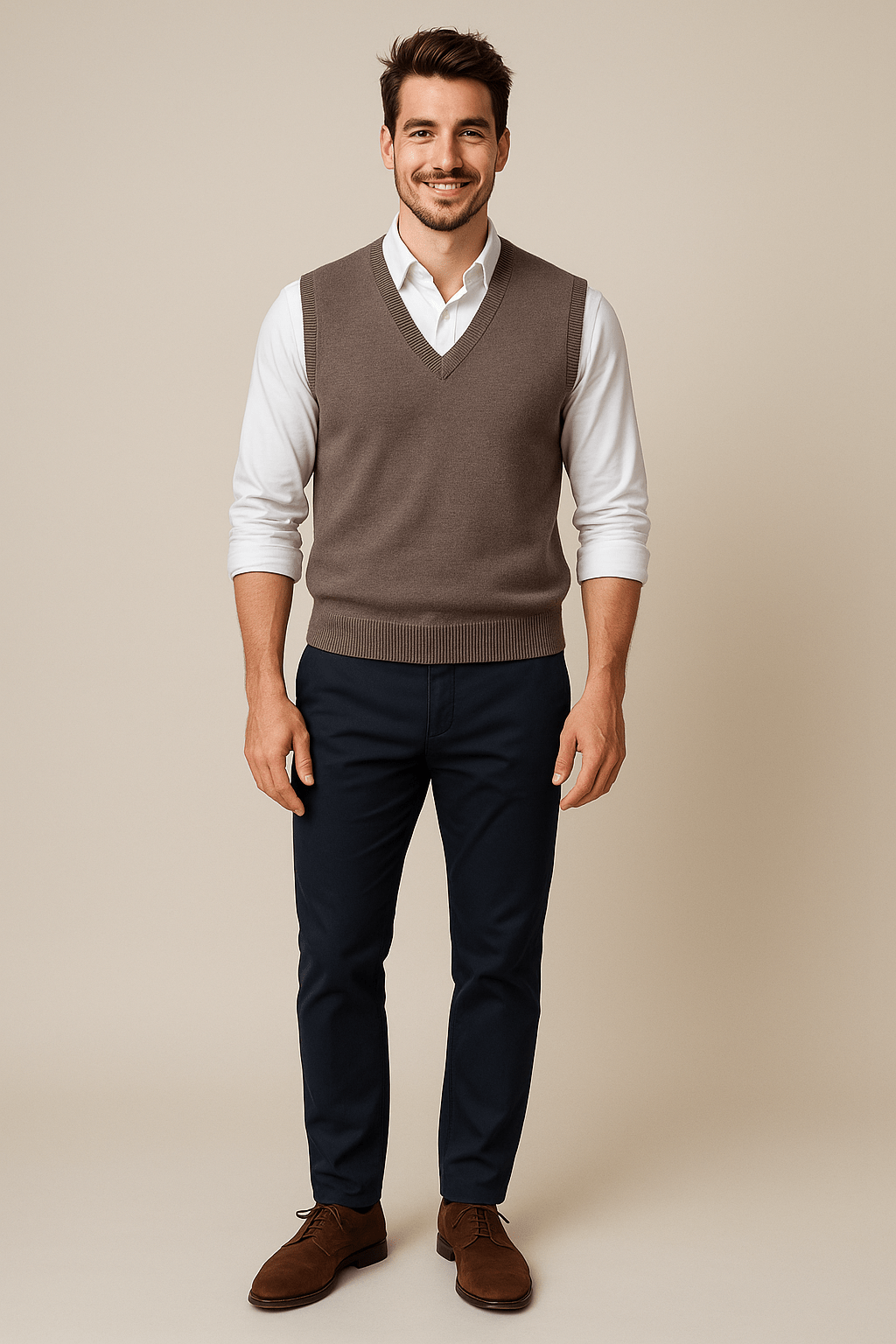 Marveille | Carl – Gilet pour hommes en maille fine avec bords côtelés