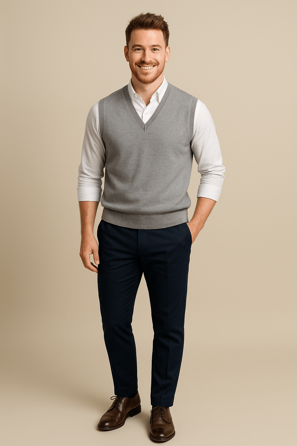 Marveille | Carl – Gilet pour hommes en maille fine avec bords côtelés