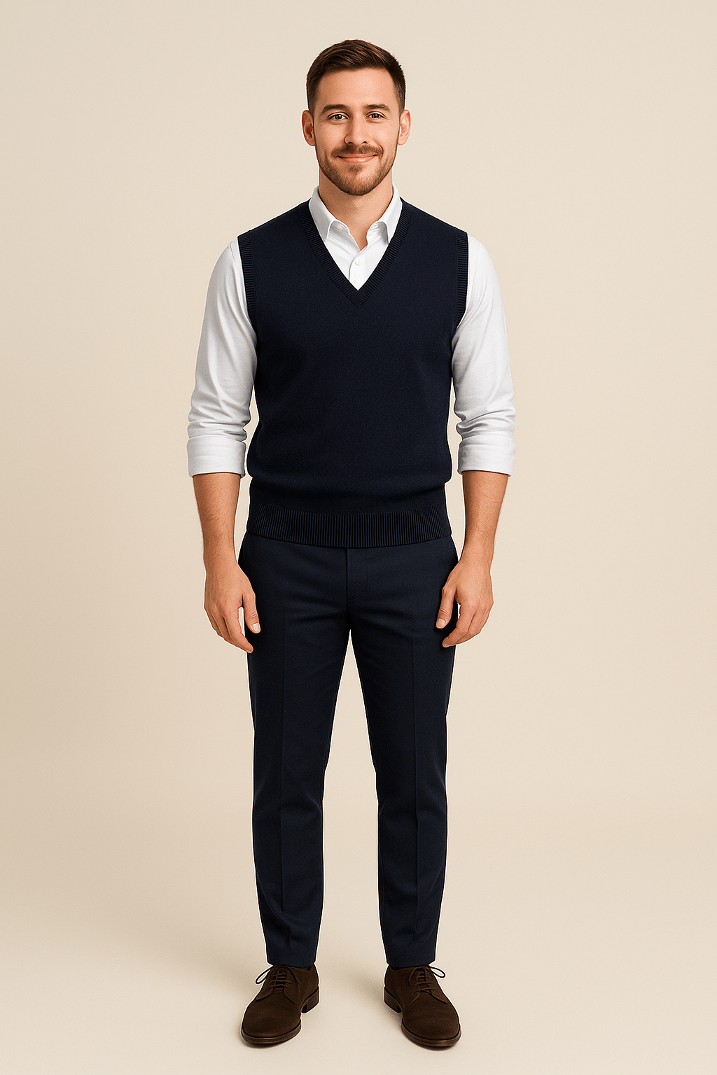 Marveille | Carl – Gilet pour hommes en maille fine avec bords côtelés