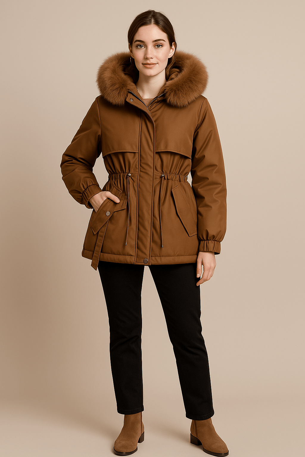 Marveille | Conny – Élégant manteau d'hiver pour femmes avec capuche en fourrure