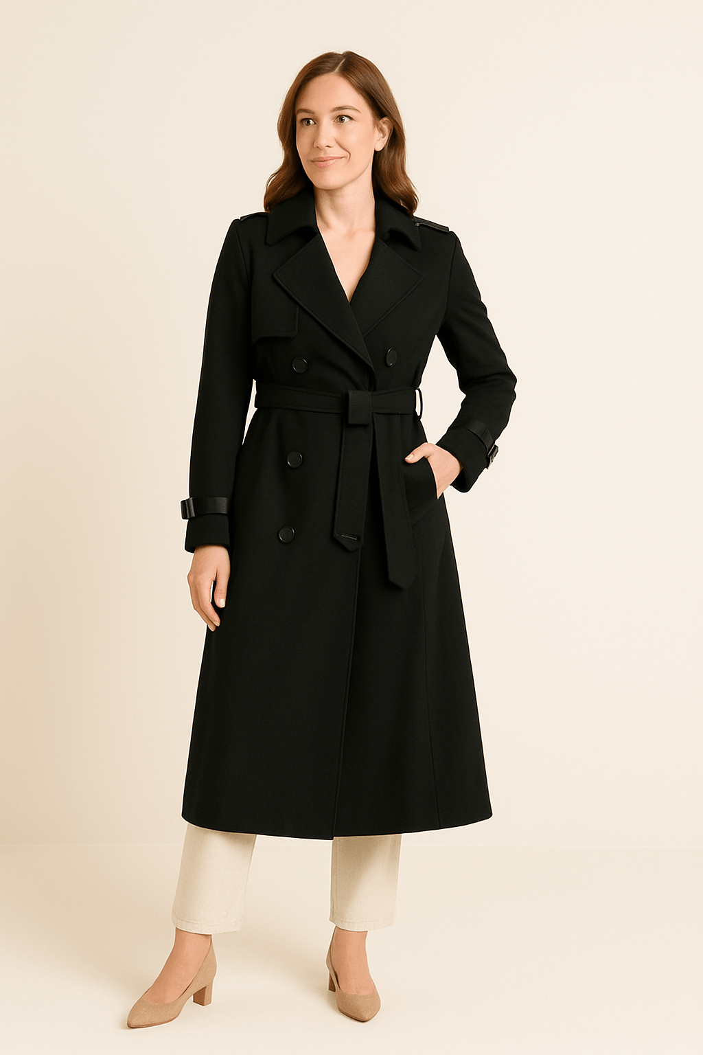Marveille | Manteau Trench Femme Camille à Double Boutonnage – Taille Cintrée – Style Classique