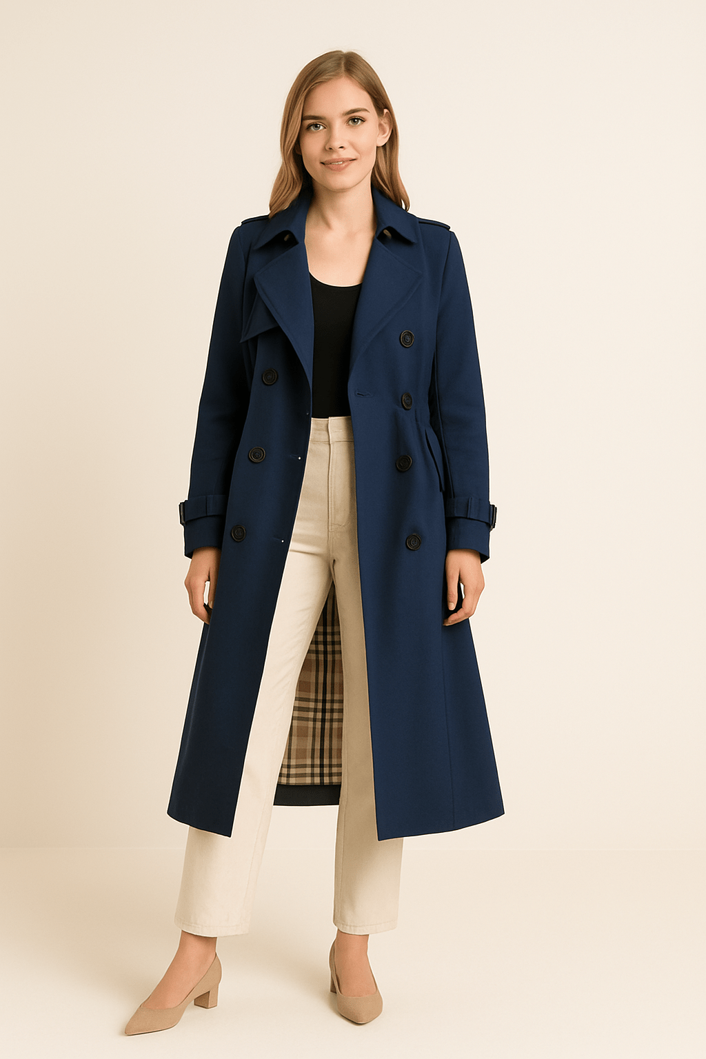 Marveille | Manteau Trench Femme Camille à Double Boutonnage – Taille Cintrée – Style Classique