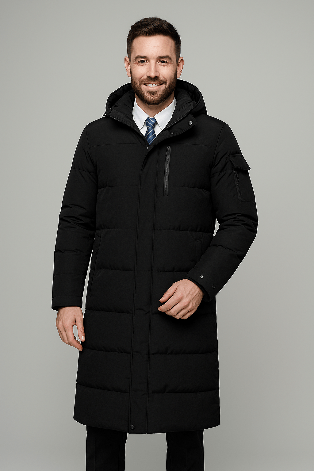Marveille | Ewan – Veste longue pour hommes, isolée et imperméable avec capuche