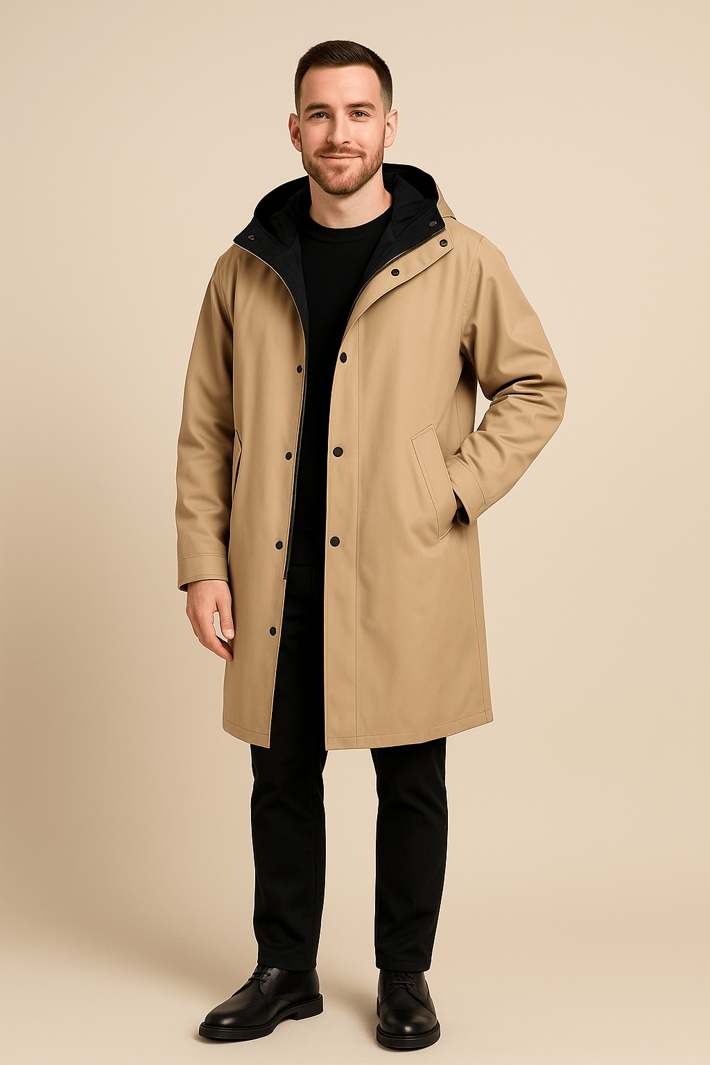 Marveille | Henrik – Manteau long bicolore à capuche pour homme