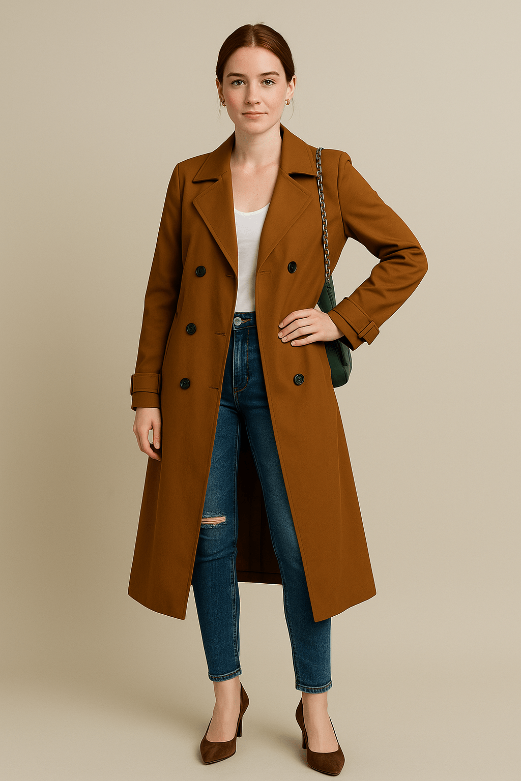 Marveille | Isha – Manteau trench féminin décontracté à double boutonnage avec ceinture à la taille