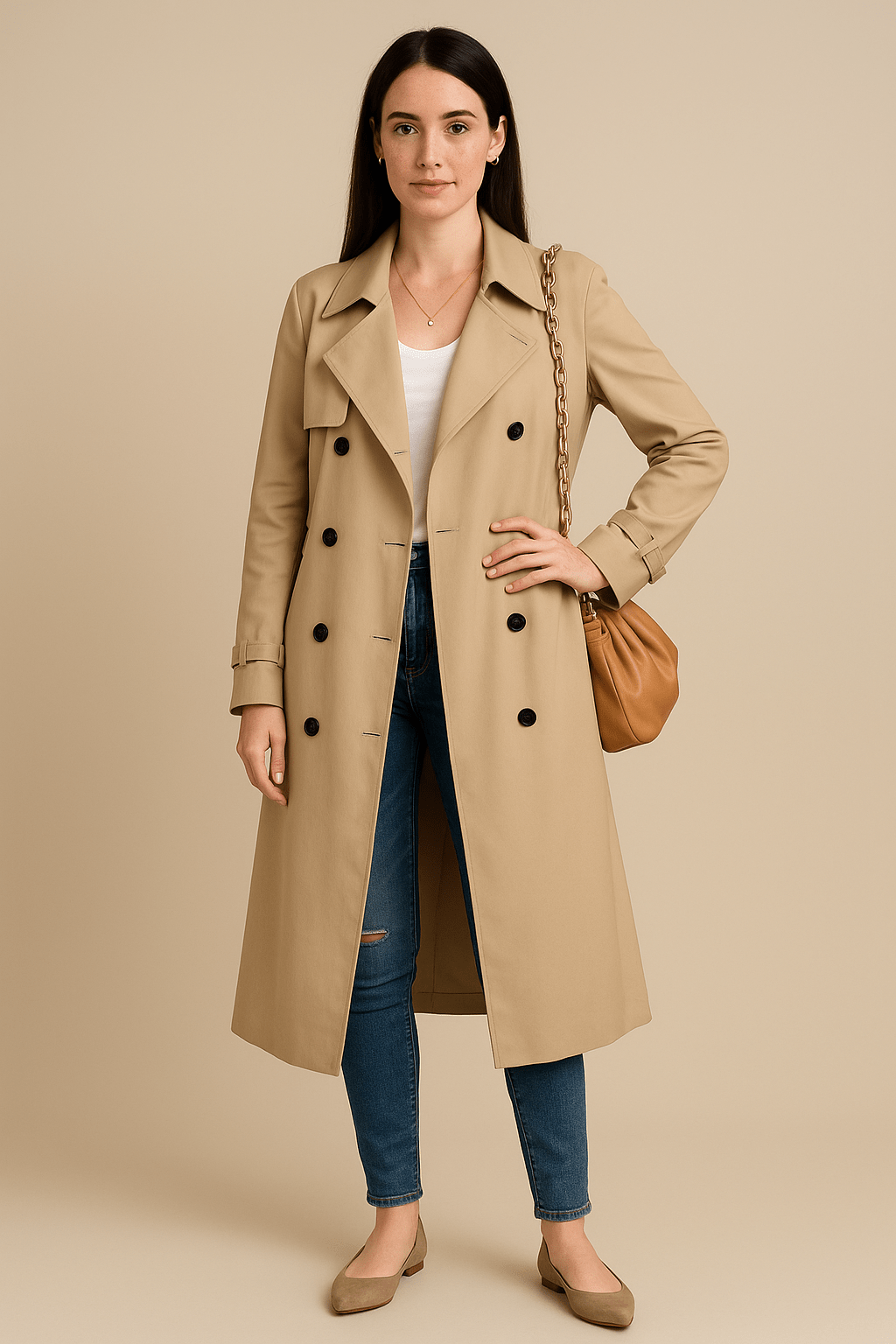 Marveille | Isha – Manteau trench féminin décontracté à double boutonnage avec ceinture à la taille