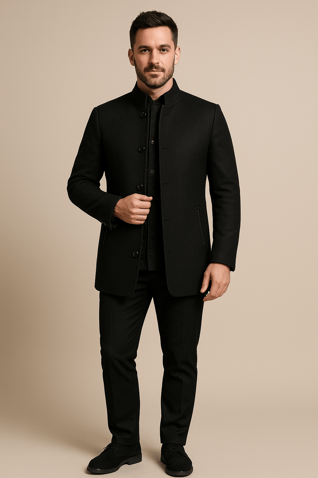 Marveille | Ivar – Manteau Trench en Laine pour Hommes avec Ceinture et Design Boutonné Moderne
