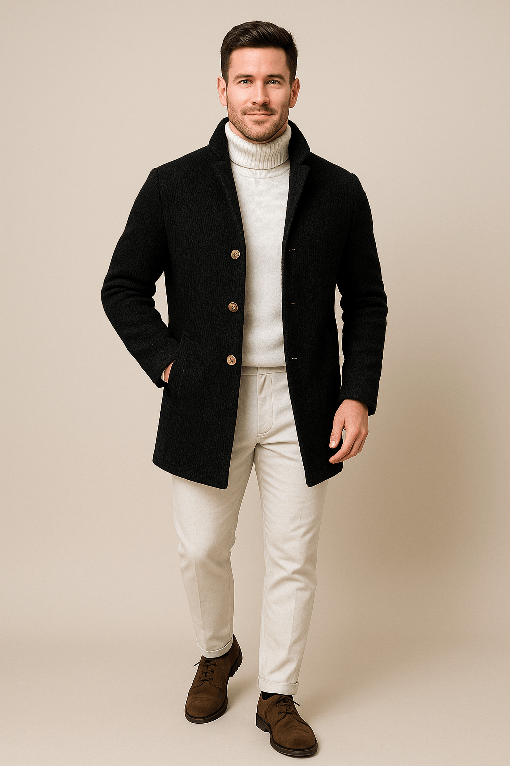 Marveille | Jesper – Gilet en Tricot Épais pour Homme avec Col Montant et Boutonnage