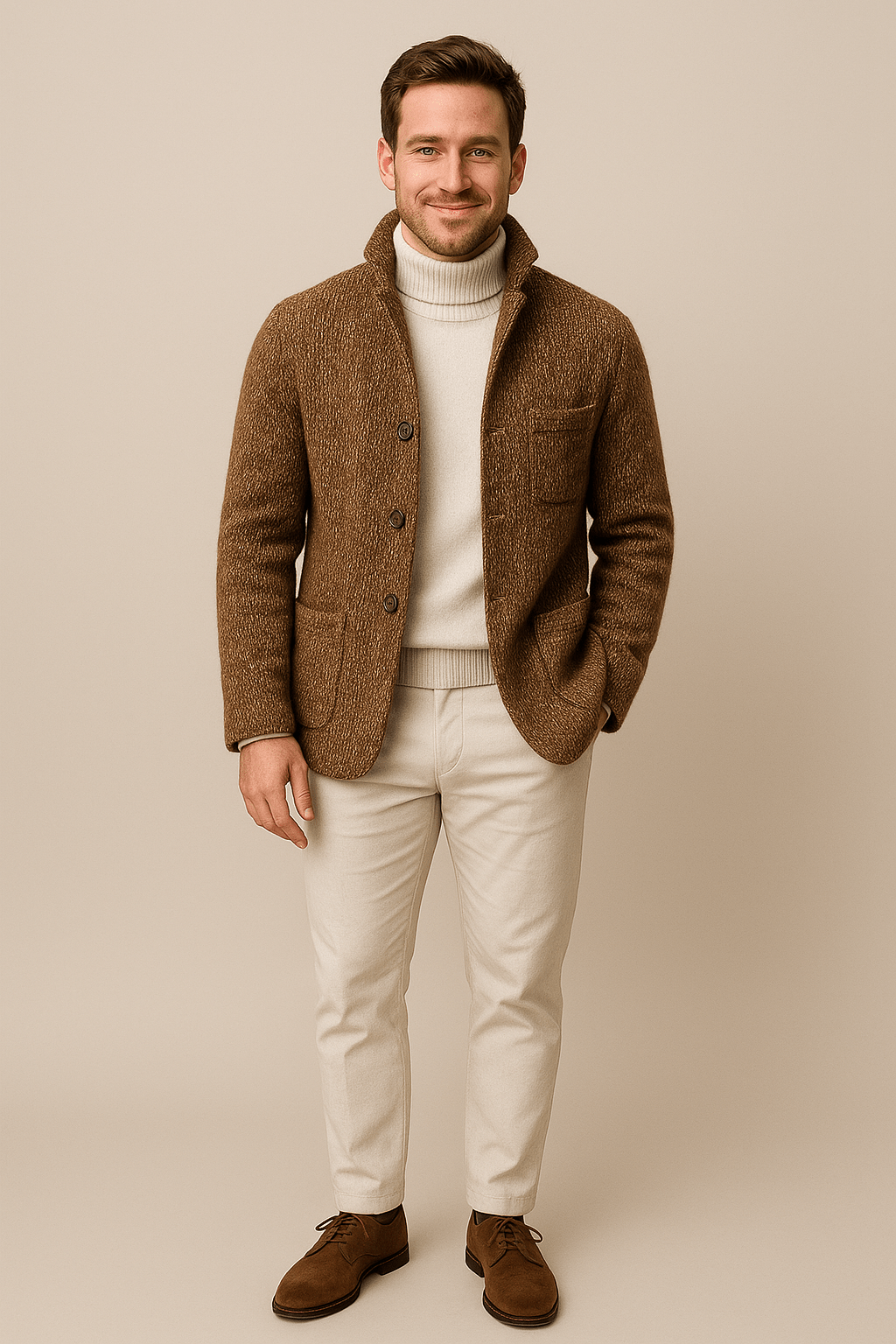 Marveille | Jesper – Gilet en Tricot Épais pour Homme avec Col Montant et Boutonnage