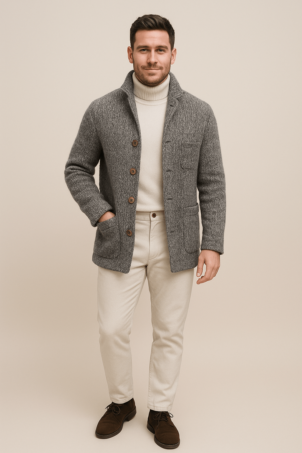 Marveille | Jesper – Gilet en Tricot Épais pour Homme avec Col Montant et Boutonnage