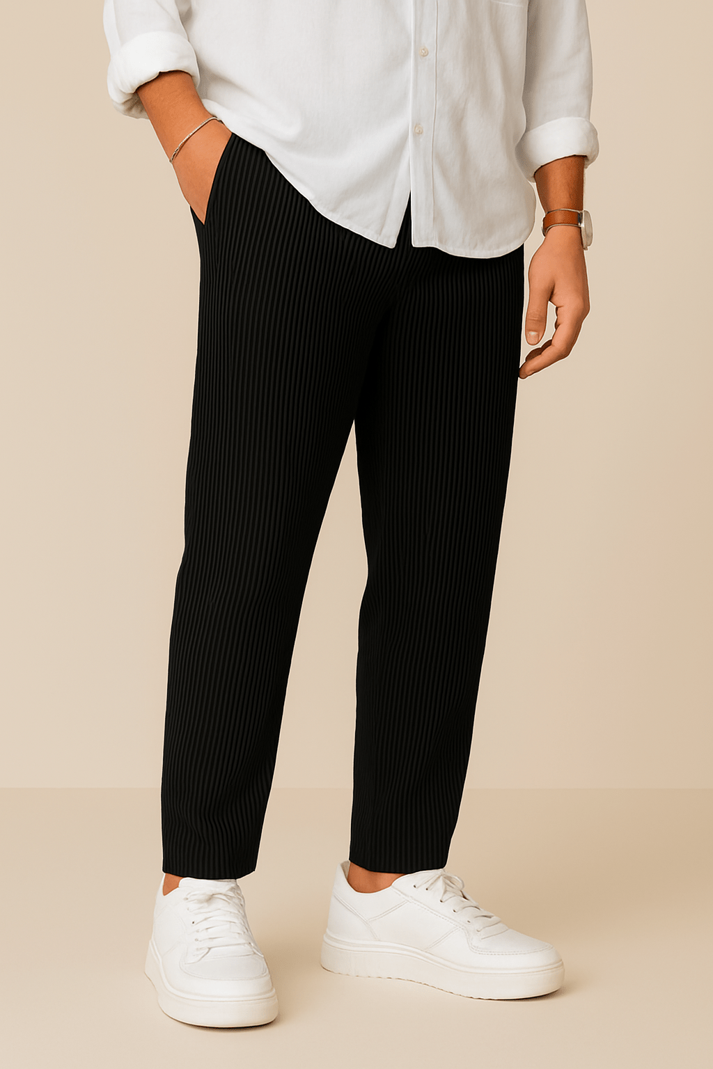 Marveille | Pantalons Jim en velours luxueux avec texture élégante et taille à cordon