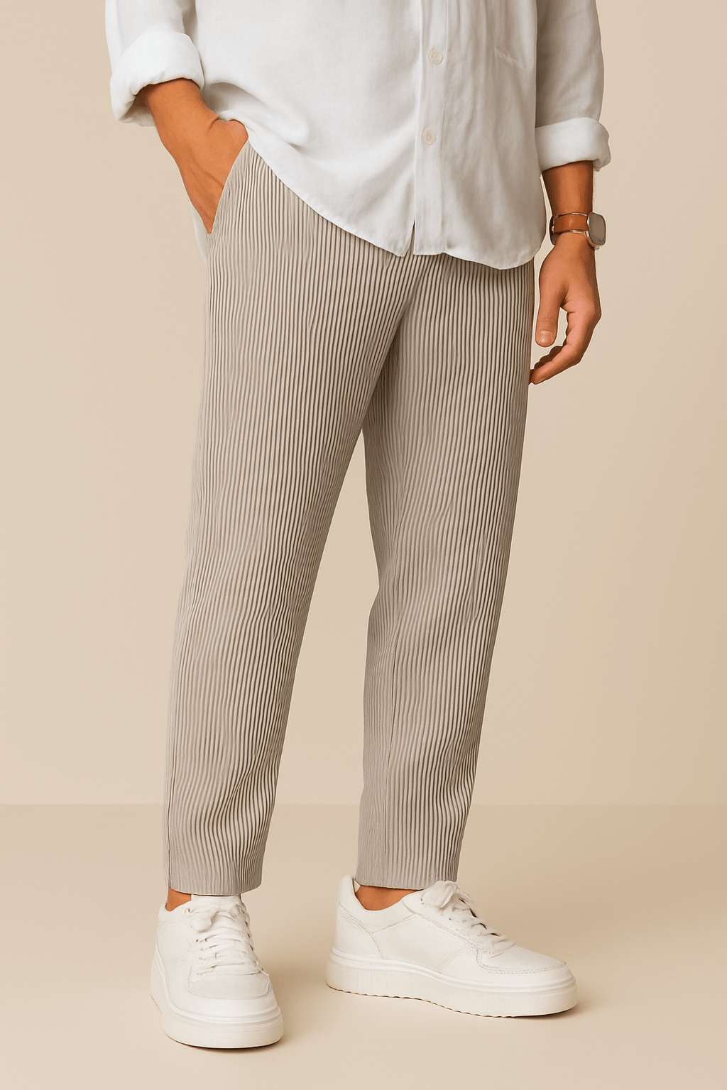 Marveille | Pantalons Jim en velours luxueux avec texture élégante et taille à cordon