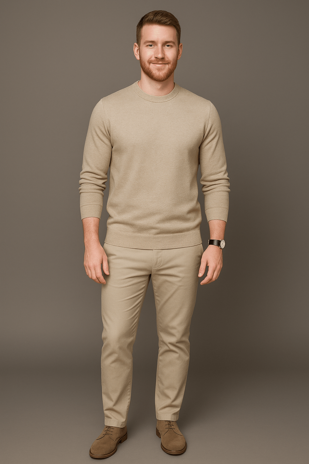 Marveille | Leo – Pull en coton mélangé pour homme, coupe slim, col rond à finitions côtelées