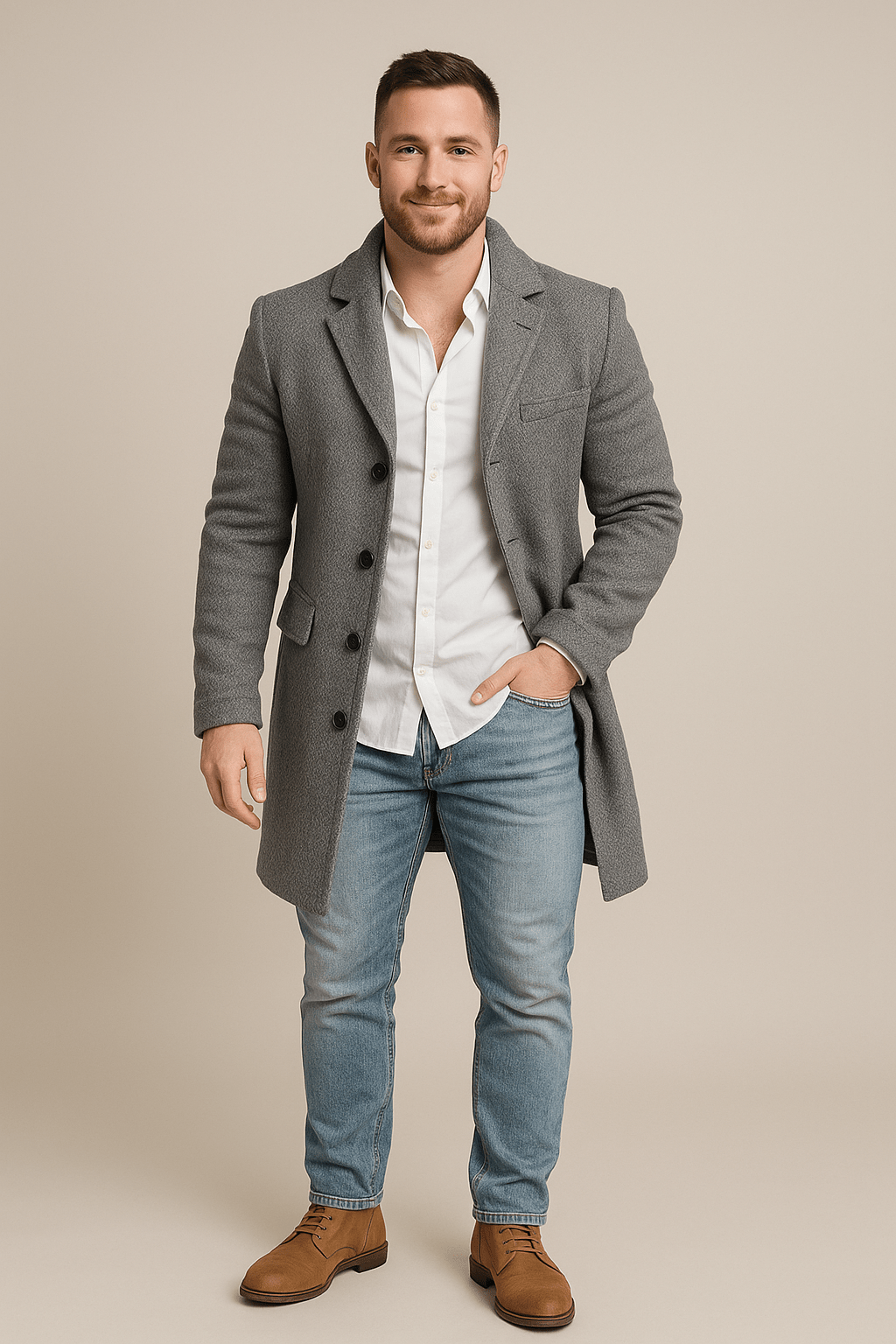Marveille | Morten – Manteau trench à carreaux pour homme avec ceinture et coupe croisée