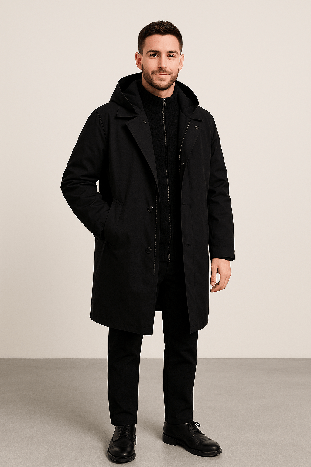 Marveille | Nikolai – Manteau Trench en Laine Mélangée pour Homme à Double Boutonnage