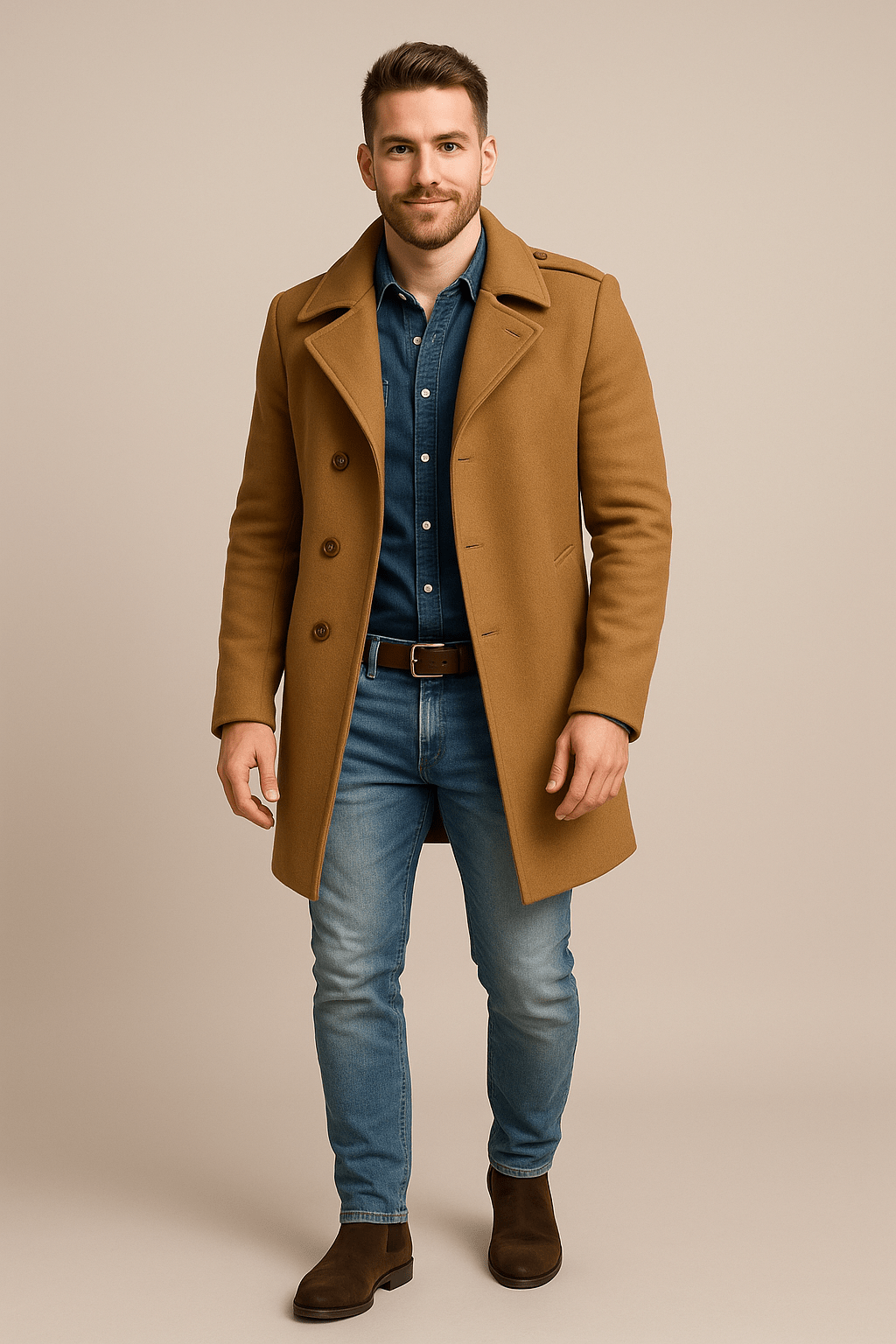 Marveille | Olav – Manteau en Laine pour Homme à Taille Ceinturée et Coupe Slim