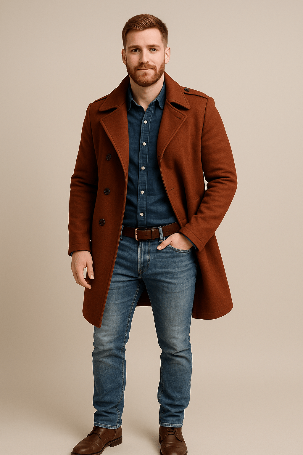 Marveille | Olav – Manteau en Laine pour Homme à Taille Ceinturée et Coupe Slim