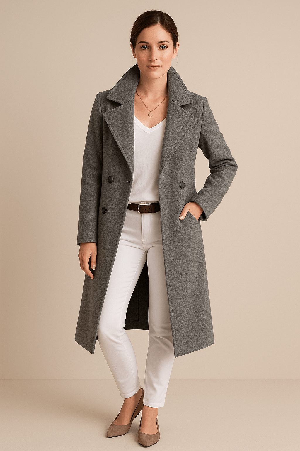 Marveille | Priya – Mi-Long Manteau Trench en Fleece pour Femmes avec Col Revers