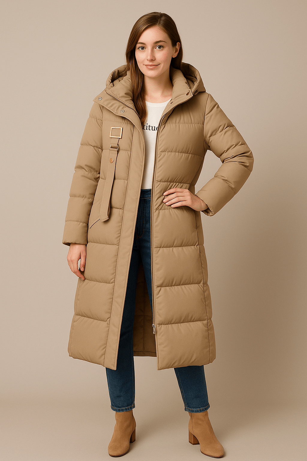 Marveille | Rhona – Manteau Trench Oversized Matelassé Femme avec Capuche et Col Montant