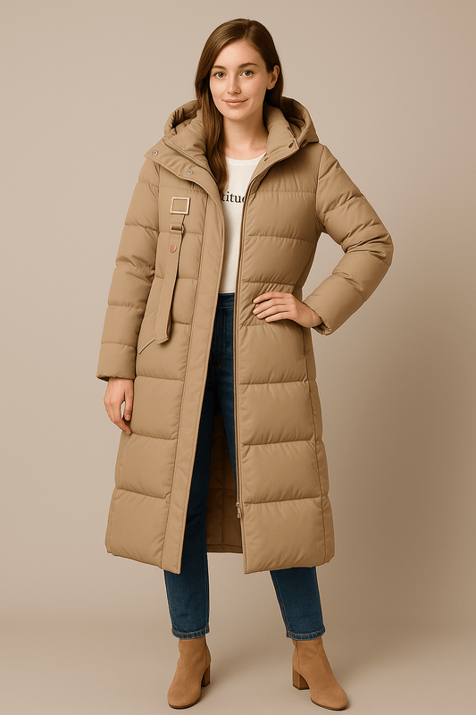 Marveille | Rhona – Manteau Trench Oversized Matelassé Femme avec Capuche et Col Montant
