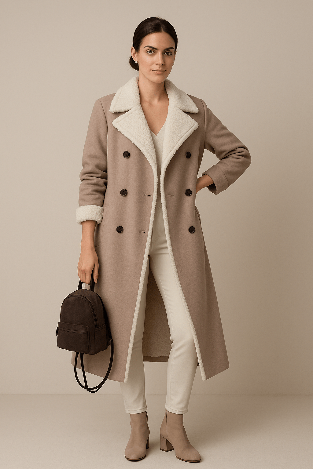 Marveille | Sienna – Manteau oversized ceinturé pour femmes avec doublure en fausse fourrure