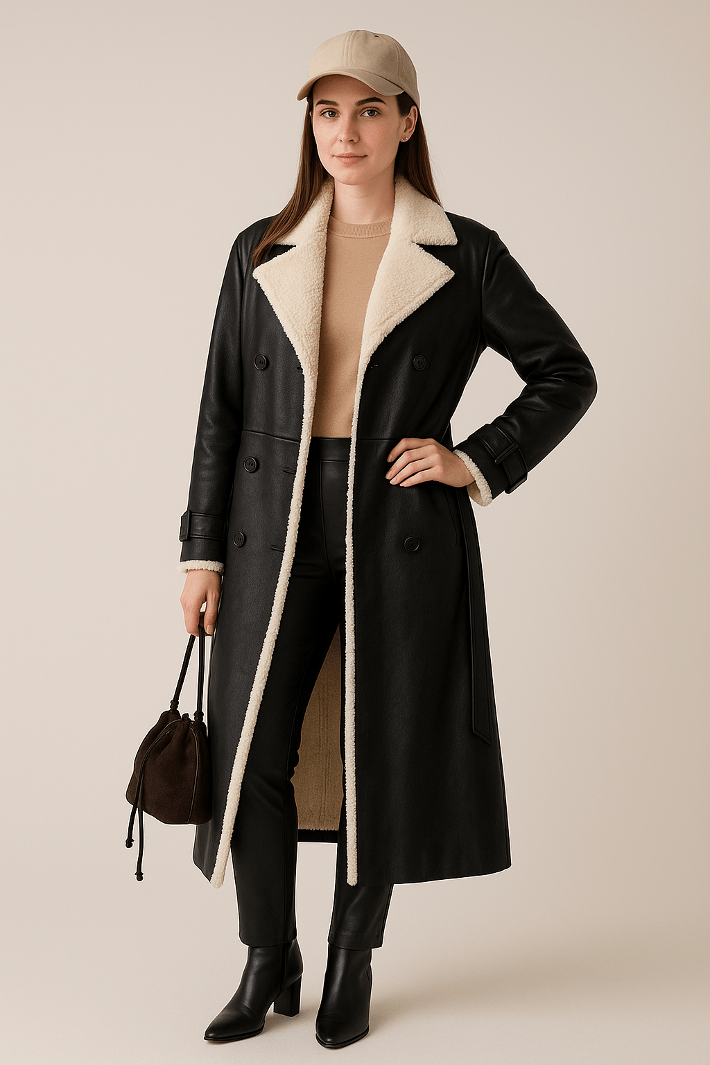 Marveille | Sienna – Manteau oversized ceinturé pour femmes avec doublure en fausse fourrure
