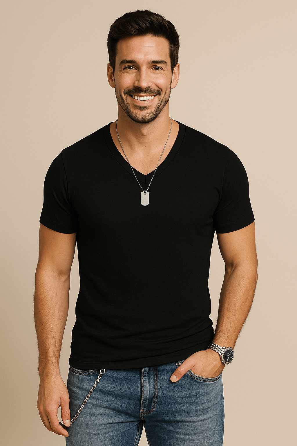Marveille | Slim-Fit Soft V-Neck T-Shirt