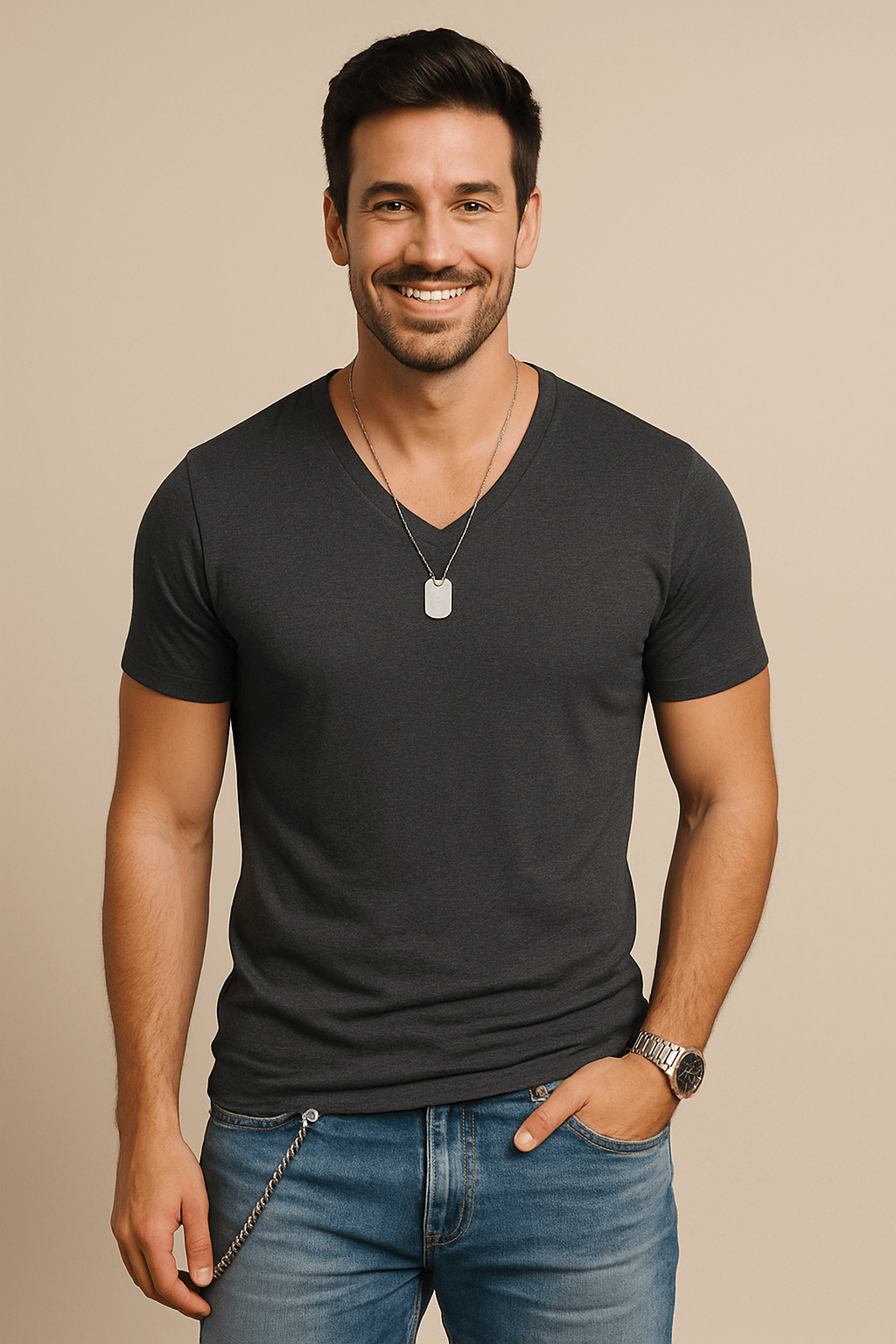 Marveille | Slim-Fit Soft V-Neck T-Shirt