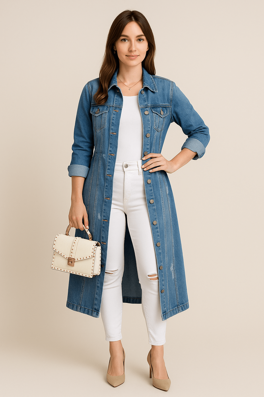 Marveille | Soraya – Manteau trench en denim délavé pour femmes à coupe décontractée