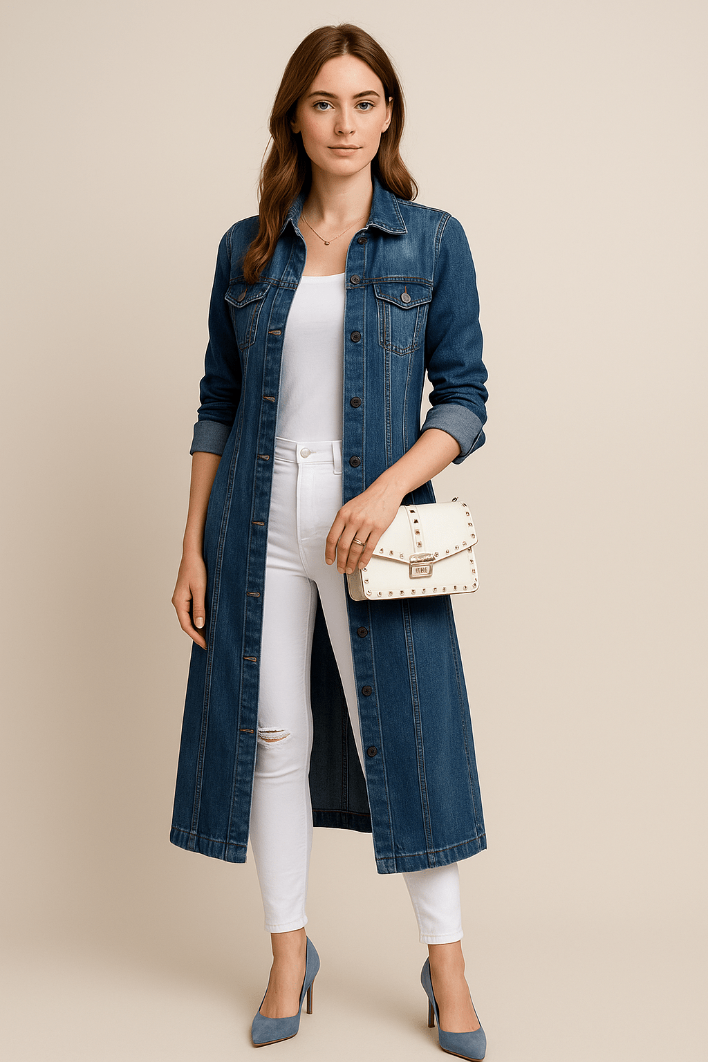 Marveille | Soraya – Manteau trench en denim délavé pour femmes à coupe décontractée