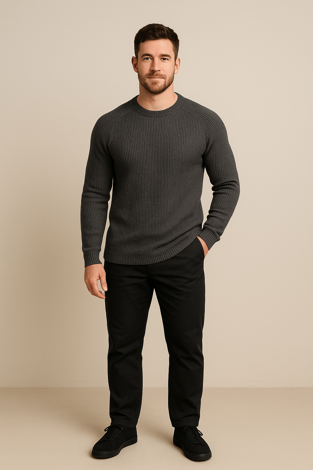 Marveille | Trym – Pull ajusté en maille côtelée pour hommes