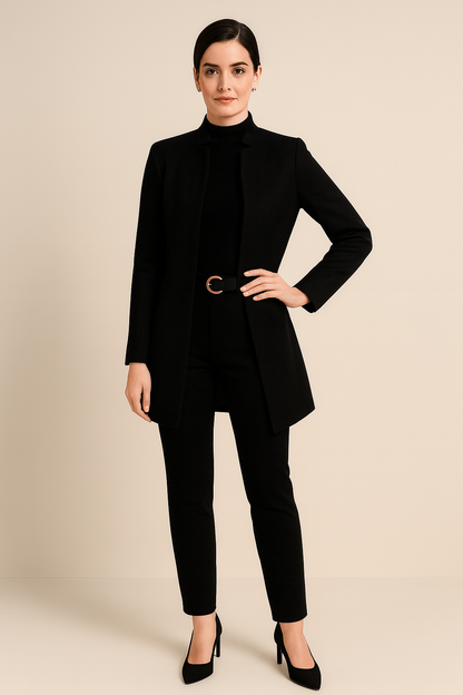 Marveille | Elodie – Manteau Femme Long Cheville avec Col Cranté