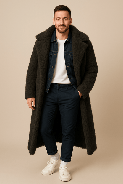 Marveille | Alistair – Manteau Trench Oversized Isolé en Laine de Mouton pour Hommes