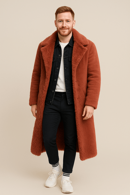 Marveille | Alistair – Manteau Trench Oversized Isolé en Laine de Mouton pour Hommes