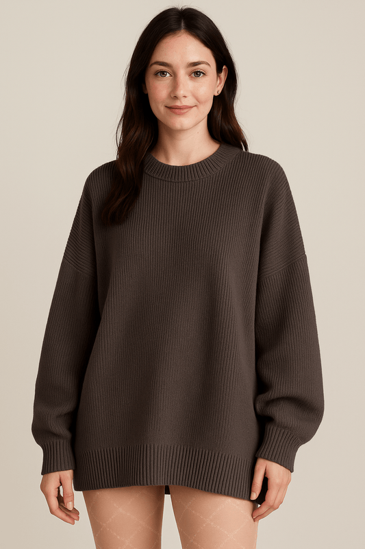 Marveille | Bella – Pull Oversize en Tricot pour Femmes avec Fentes Latérales – Mélange de Coton