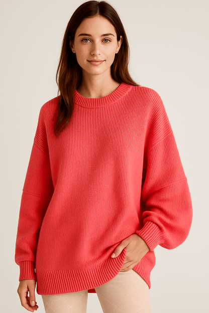 Marveille | Bella – Pull Oversize en Tricot pour Femmes avec Fentes Latérales – Mélange de Coton