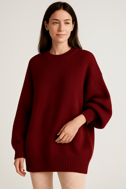 Marveille | Bella – Pull Oversize en Tricot pour Femmes avec Fentes Latérales – Mélange de Coton