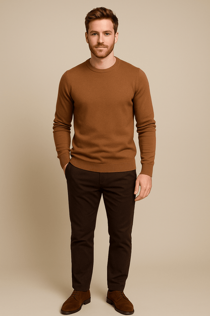 Marveille | Benny – Pull en tricot doux pour hommes, col rond et coupe régulière