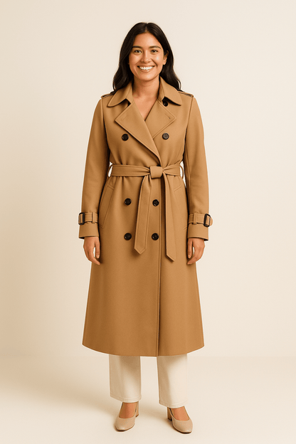 Marveille | Manteau Trench Femme Camille à Double Boutonnage – Taille Cintrée – Style Classique