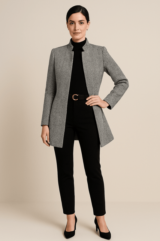 Marveille | Elodie – Manteau Femme Long Cheville avec Col Cranté