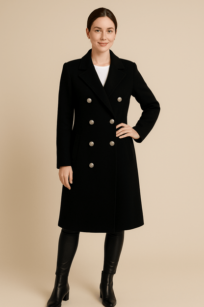 Marveille | Elspeth – Manteau Trench en Laine Sur Mesure pour Femmes avec Double Boutonnage Élégant