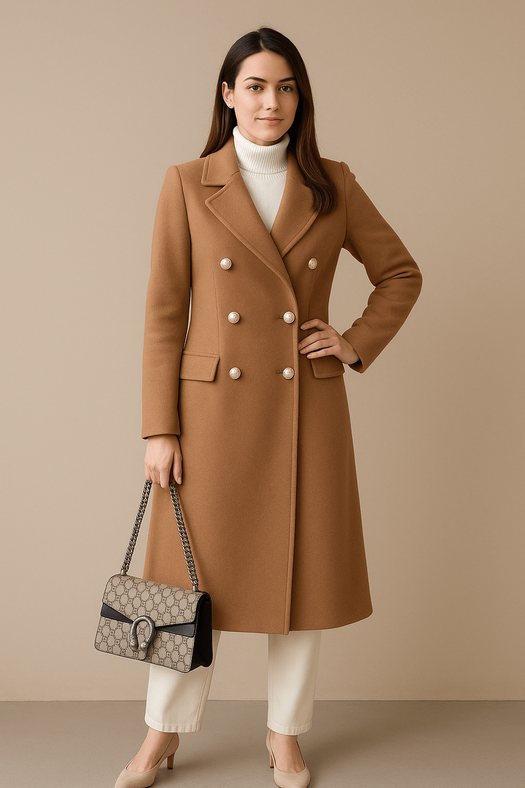 Marveille | Elspeth – Manteau Trench en Laine Sur Mesure pour Femmes avec Double Boutonnage Élégant