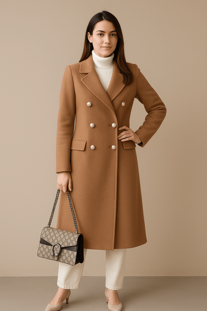 Marveille | Elspeth – Manteau Trench en Laine Sur Mesure pour Femmes avec Double Boutonnage Élégant