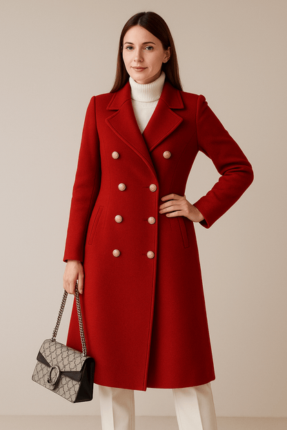 Marveille | Elspeth – Manteau Trench en Laine Sur Mesure pour Femmes avec Double Boutonnage Élégant