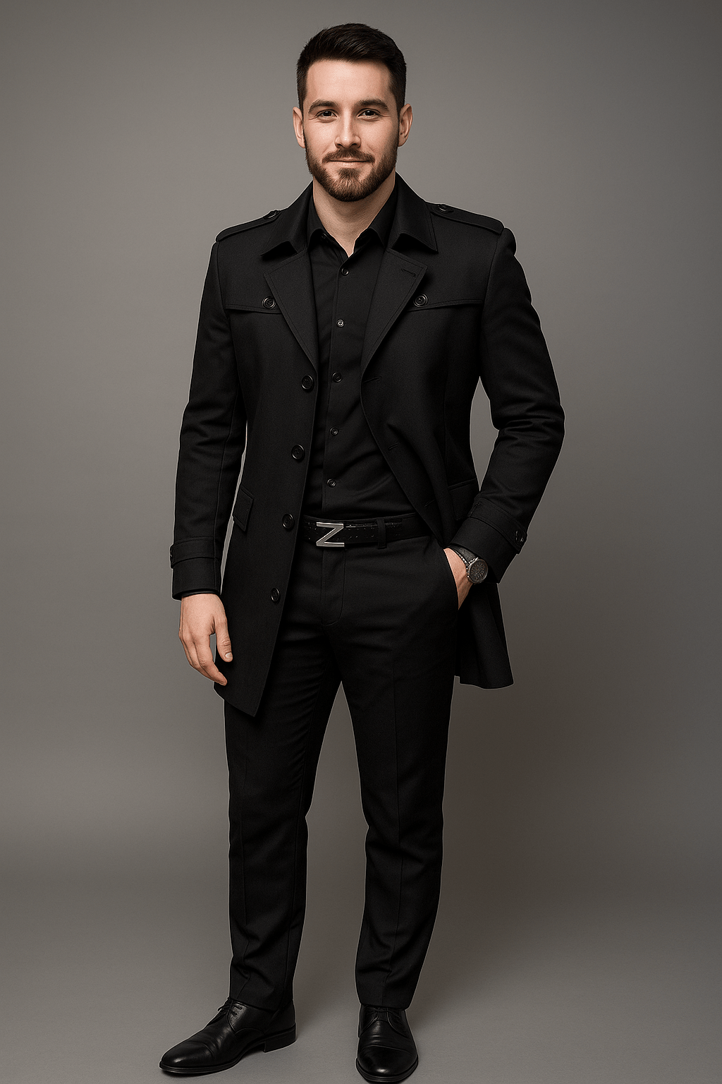 Marveille | Emil – Manteau trench mi-long pour homme à double boutonnage et coupe structurée