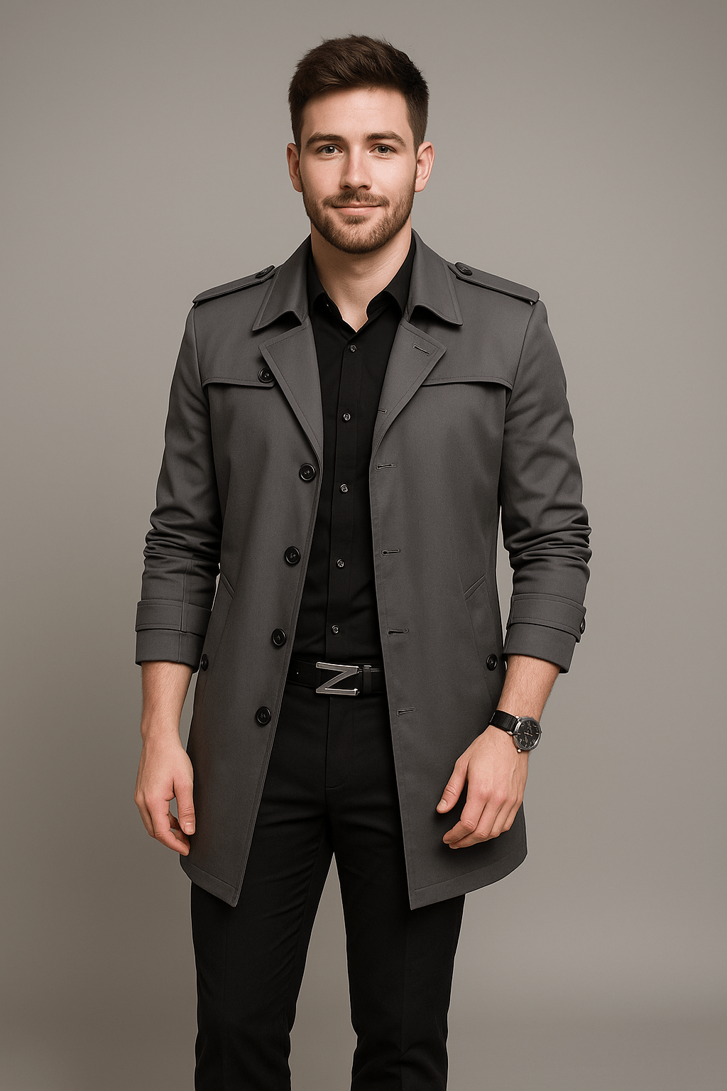 Marveille | Emil – Manteau trench mi-long pour homme à double boutonnage et coupe structurée