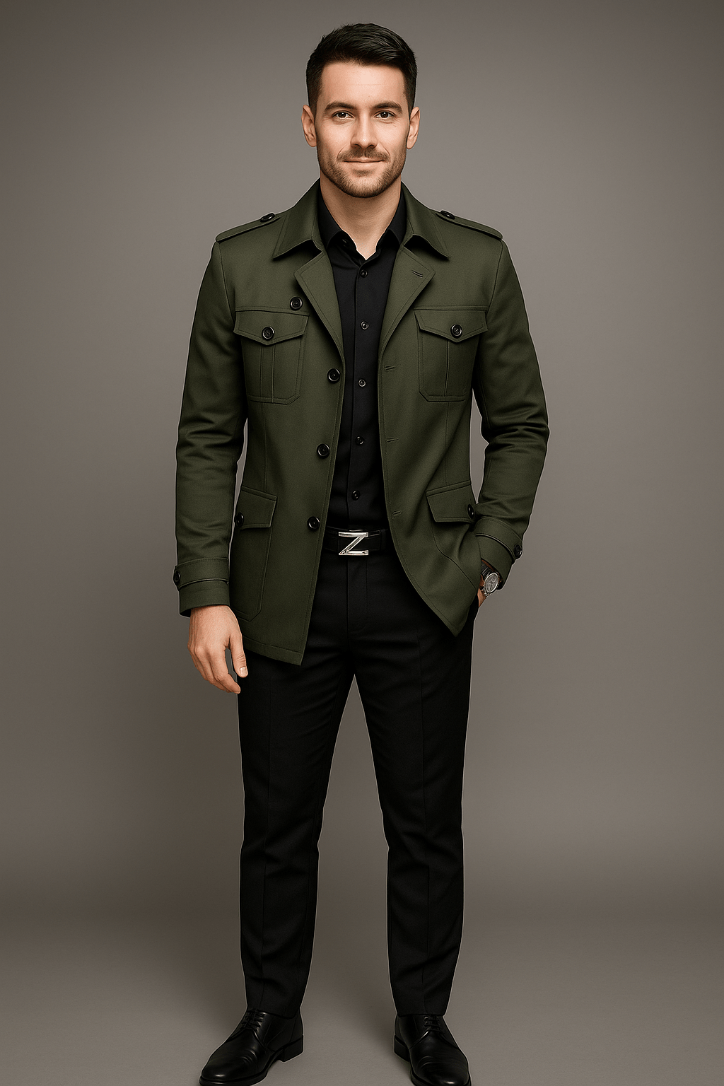 Marveille | Emil – Manteau trench mi-long pour homme à double boutonnage et coupe structurée